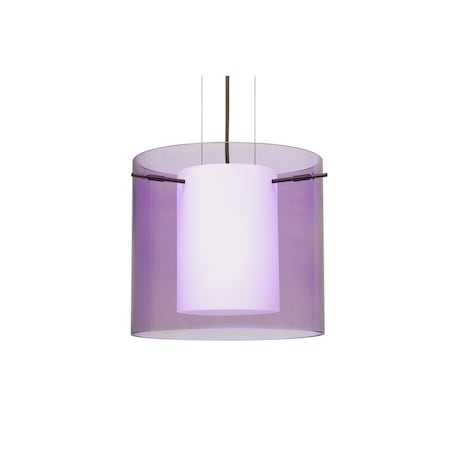 Besa Lighting Pahu 12 Cable Pendant, Trans. Amethyst/Opal, Bronze Finish, 1x11W LED 1KG-A18407-LED-BR